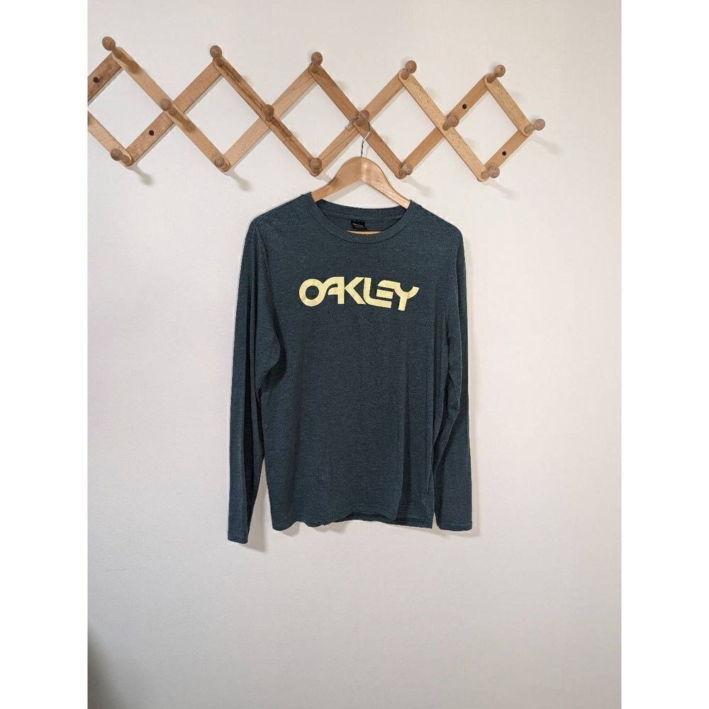 Oakley Men's Long Sleeve Green and Yellow Shirt - Size M